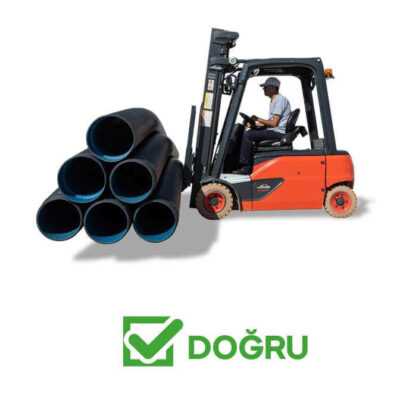 koruge borular forklift ile taşınmalıdır